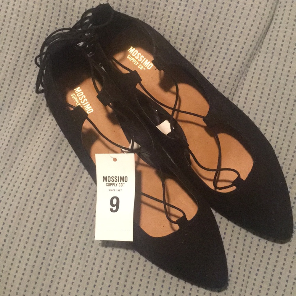 Black lace up flats